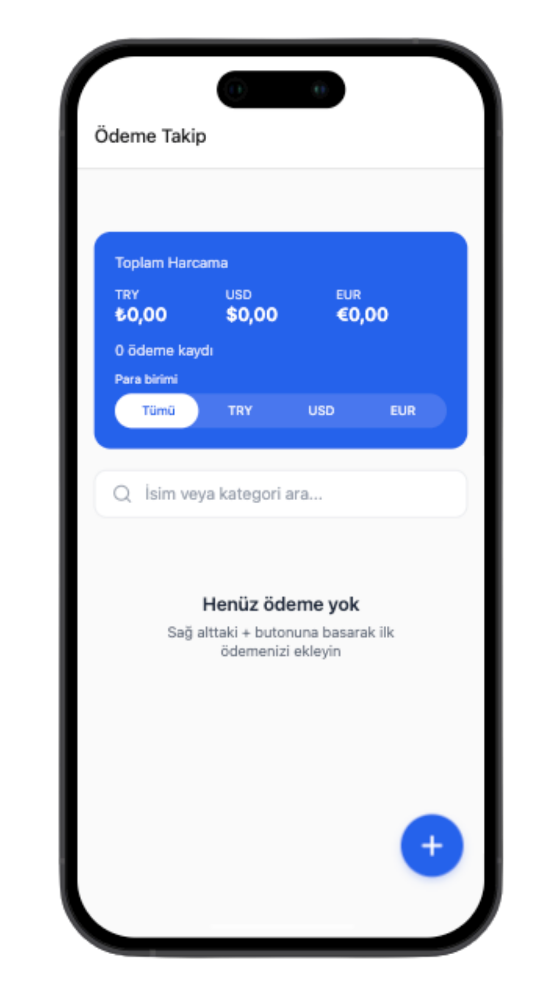 Ödeme Takip – boş liste