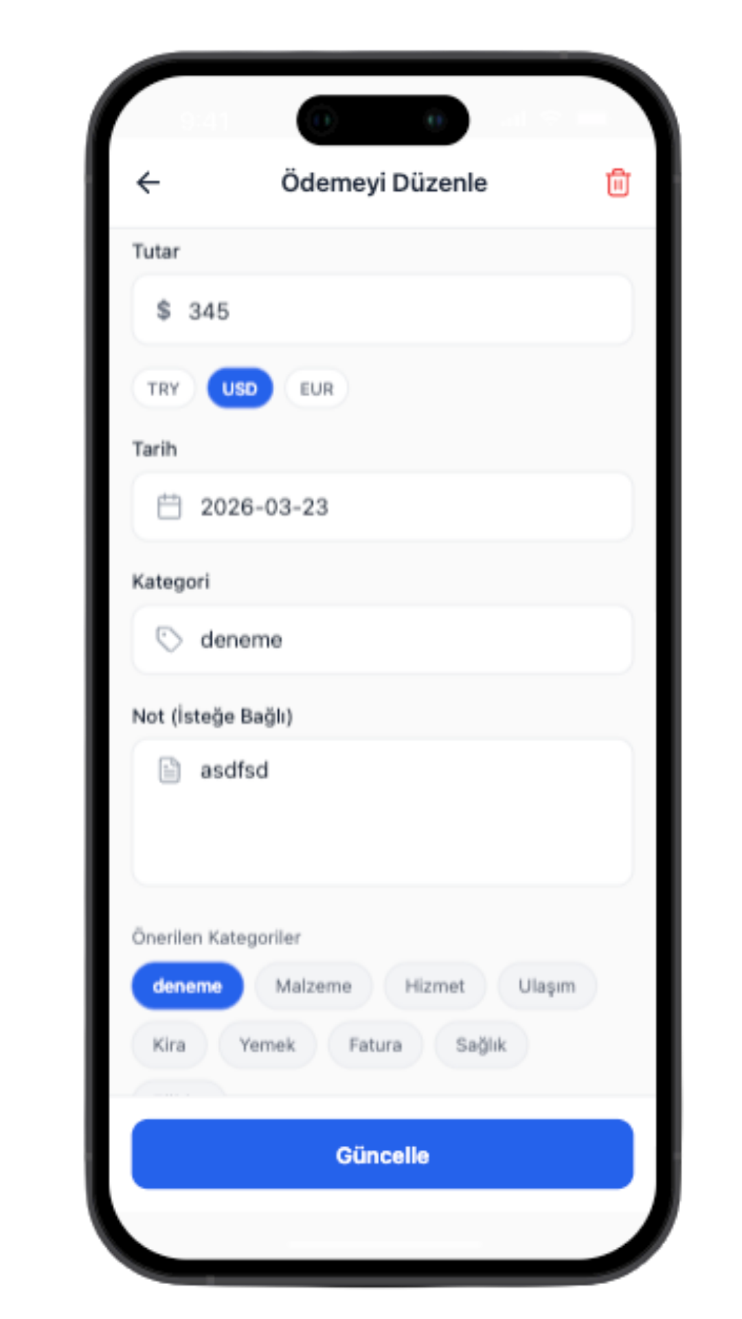 Ödeme Takip – düzenleme