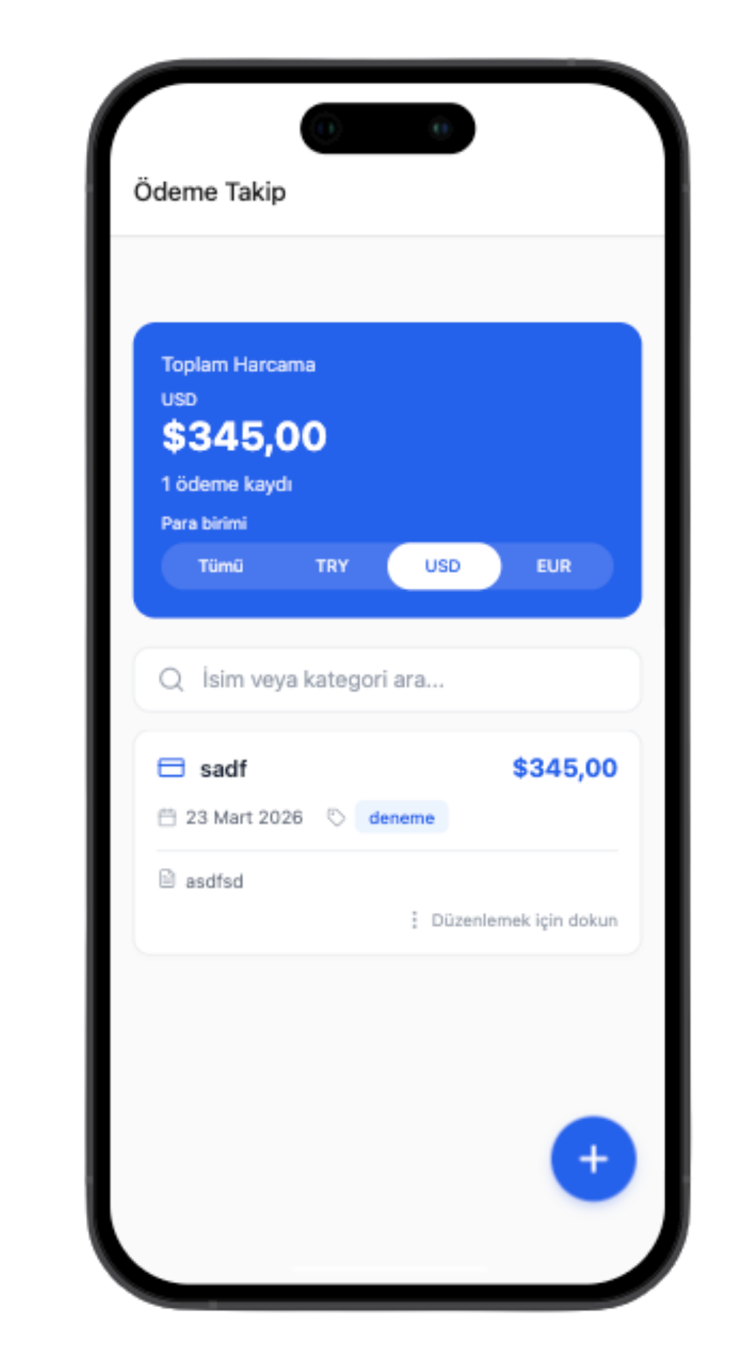 Ödeme Takip – USD listesi